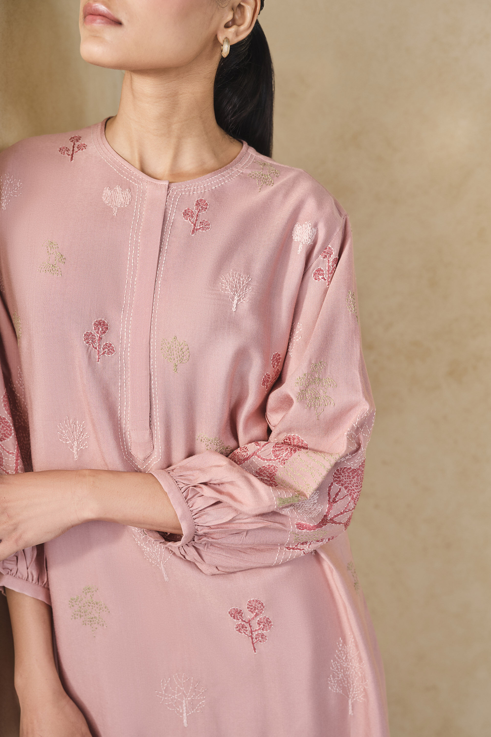 Dream Hand-embroidered Kantha Co-ord - Blush, Blush, image 5